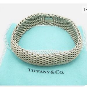 Tiffany & Co sterling silver somerset mesh weave flexible bangle bracelet